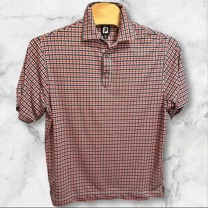Footjoy Shirt Mens Large Golf Polo Plaid Checker Performance‎ Stretch